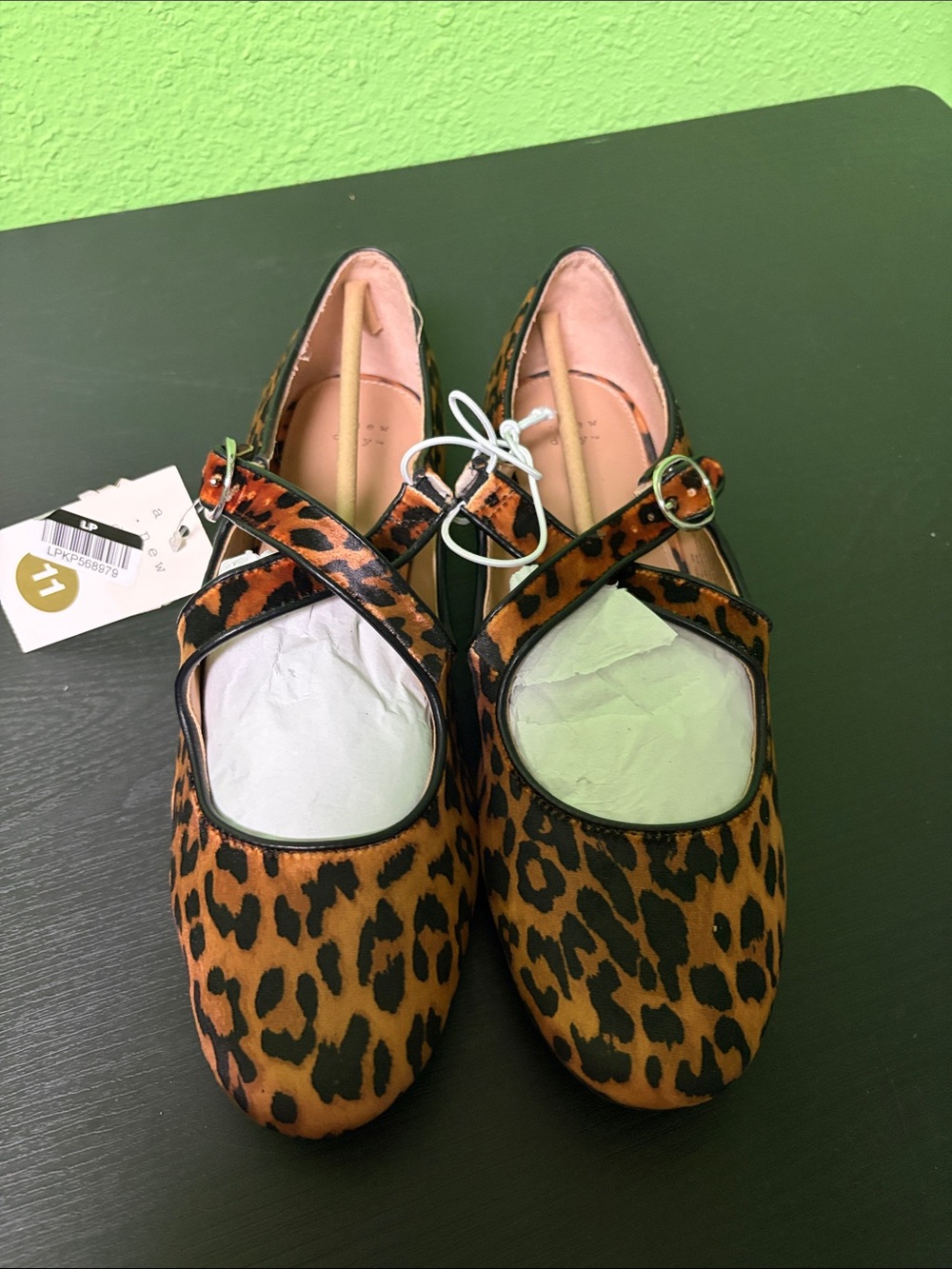 a new day Leopard Print Mary Jane Flats - Black and Brown